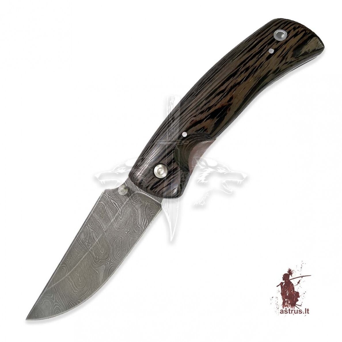 Lenktinis peilis "WILD ALASKA", damasko plienas, venge, linerlock Lenktinis peilis "WILD ALASKA", damasko plienas, venge, linerlock