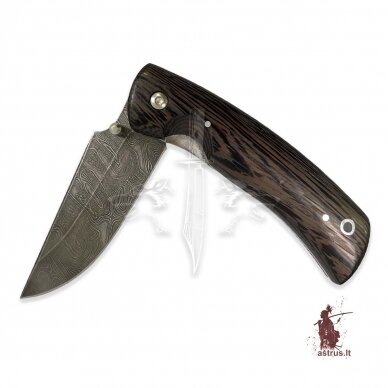 Lenktinis peilis "WILD ALASKA", damasko plienas, venge, linerlock 1 Lenktinis peilis "WILD ALASKA", damasko plienas, venge, linerlock 1