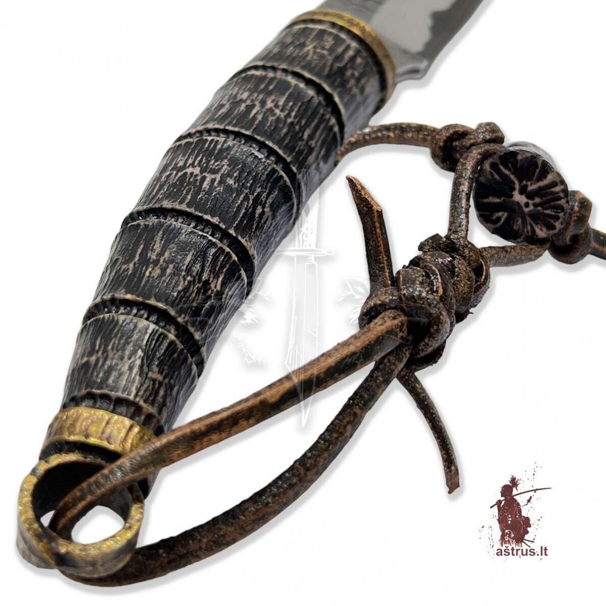 Knife ANGIS-11 handmade forged laminated steel 9XC+95X18, elk horn, bronze 2 Knife ANGIS-11 handmade forged laminated steel 9XC+95X18, elk horn, bronze 2