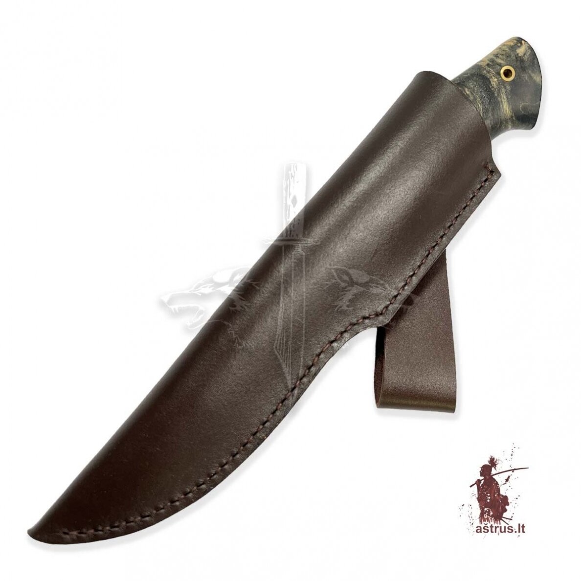 Knife "ОМах eXtra"[01] 95X18 stainless forged steel; maple burl stabilized +pigment (marble), brass 4