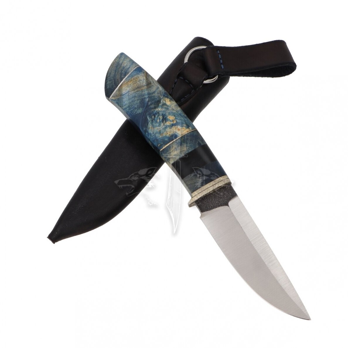 Peilis medžioklei ir žvejybai "Blue Hunter" 2; N690 Böhler Uddeholm; Karelijos beržas stabilizuotas; Titanas 3 Peilis medžioklei ir žvejybai "Blue Hunter" 2; N690 Böhler Uddeholm; Karelijos beržas stabilizuotas; Titanas 3