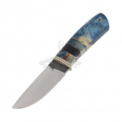 Medžioklės ir žvejybos peilis "Blue Hunter" 1; N690 Böhler Uddeholm; Karelijos beržas stabilizuotas; Titanas Medžioklės ir žvejybos peilis "Blue Hunter" 1; N690 Böhler Uddeholm; Karelijos beržas stabilizuotas; Titanas