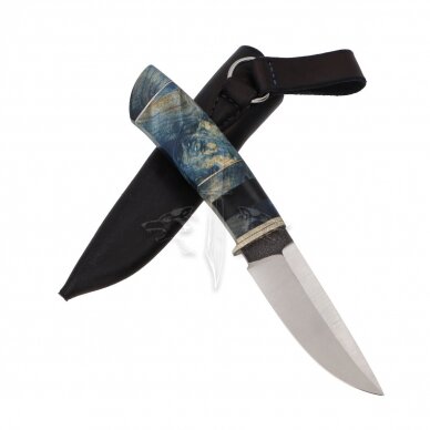 Peilis medžioklei ir žvejybai "Blue Hunter" 2; N690 Böhler Uddeholm; Karelijos beržas stabilizuotas; Titanas 3 Peilis medžioklei ir žvejybai "Blue Hunter" 2; N690 Böhler Uddeholm; Karelijos beržas stabilizuotas; Titanas 3