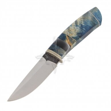 Peilis medžioklei ir žvejybai "Blue Hunter" 2; N690 Böhler Uddeholm; Karelijos beržas stabilizuotas; Titanas Peilis medžioklei ir žvejybai "Blue Hunter" 2; N690 Böhler Uddeholm; Karelijos beržas stabilizuotas; Titanas