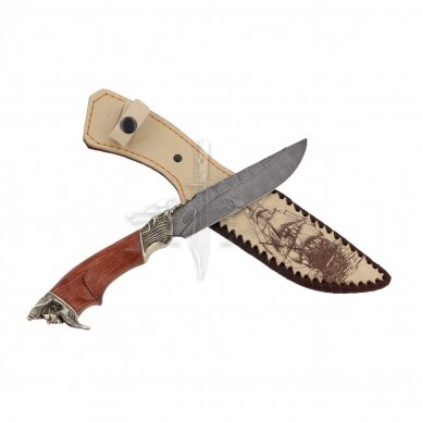 Peilis PIRATAS, damasko plienas, žalvaris, Amazon rosewood 2 Peilis PIRATAS, damasko plienas, žalvaris, Amazon rosewood 2
