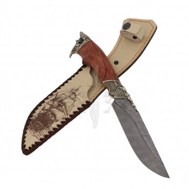 Peilis PIRATAS, damasko plienas, žalvaris, Amazon rosewood 1 Peilis PIRATAS, damasko plienas, žalvaris, Amazon rosewood 1